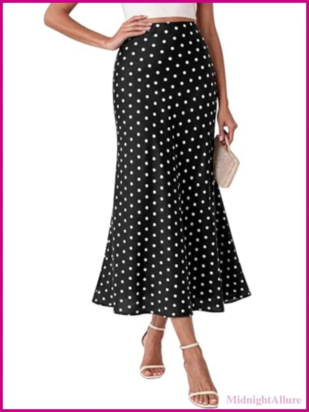 Lightweight A-Line Midi Skirt Satin High Waisted Wedding Guest